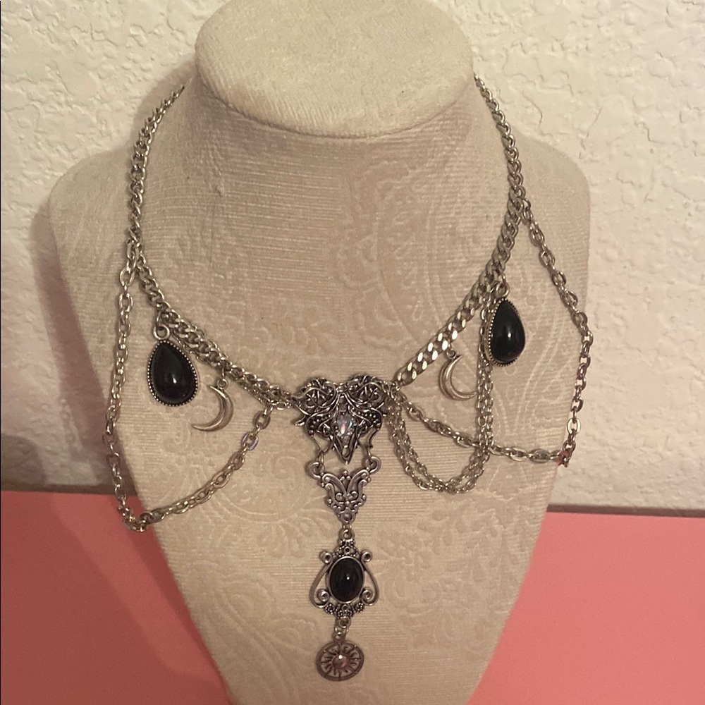 EARTHBOUND Silver and Black Gothic Necklace
